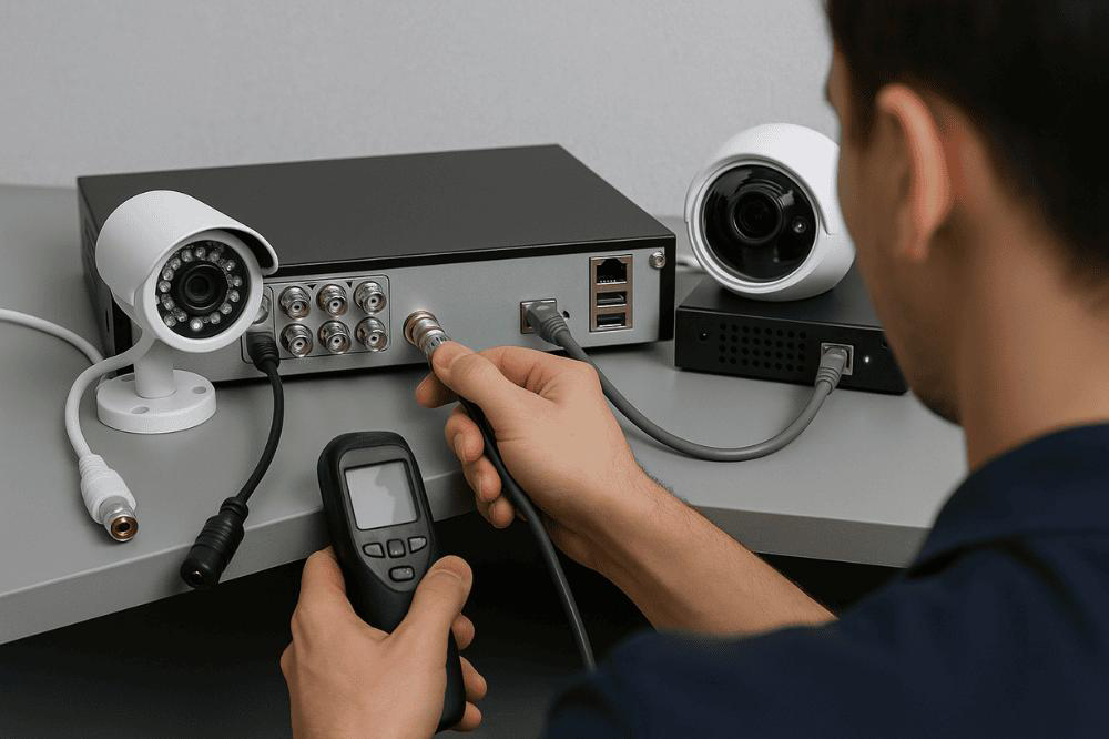 بررسی دستگاه و دوربین مداربسته وصل است یا نه
